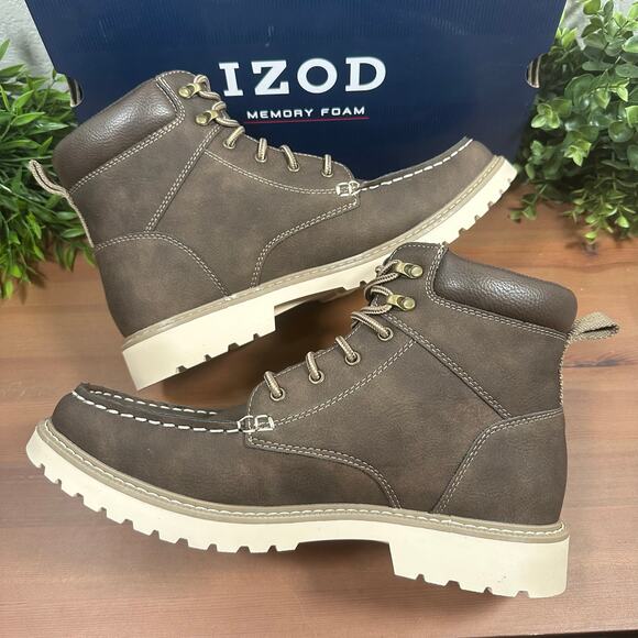 Izod Men\'s Miles Lace Up Brown Boots Size 11